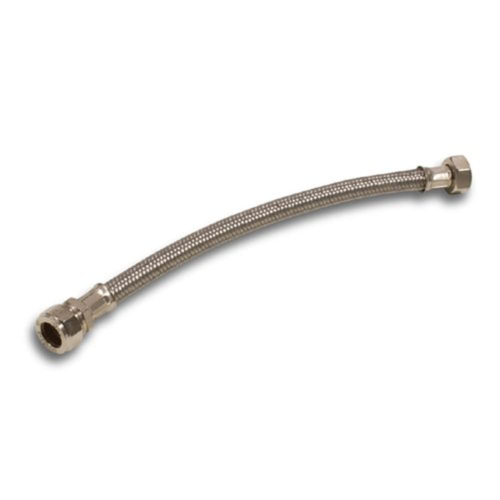 Merriway BH01721 15mm 300mm-2 Pcs Flex.Braid Tap Connect x 1/2Bsp x 300mm, White, Set of 2 Pieces
