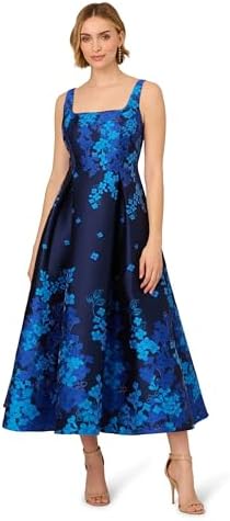 Amazon.com: Adrianna Papell Womens Floral Jacquard Midi Dress, Blue Multi  1, 4 : Clothing, Shoes & Jewelry