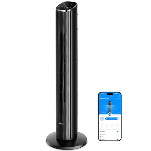 GoveeLife 36-inch Smart Tower Fan with App & Voice Control, Ultra-Quiet Oscillating Floor Fan, 8 Speeds & 5 Modes, 24H Timer for Bedroom, Home Office