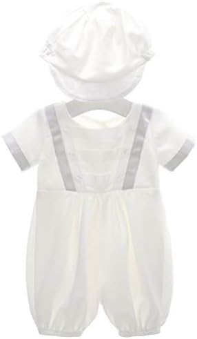 Baby Boy's Cotton Lining Christening Outfits 2PCS Newborn Baptism Wedding Suit Ivory