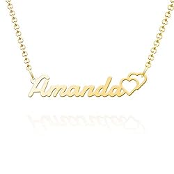 Q&Locket Double Heart Name Necklace Initial