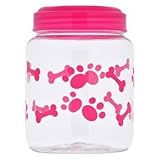 Dog BPA-Free Plastic Airtight Pet Treat & Food Storage Containers Canisters Pink Paw Print