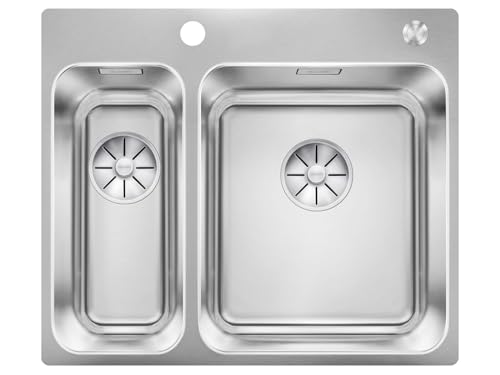 BLANCO Solis 340/180-IF/A Stainless Steel Sink, Installation Type: from Top and Flush Basin, Right Main Basin, for 60 cm Wide Base Cabinets, Resistant to Scratches