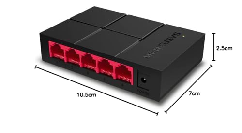 Mercusys MS105G 5-Ports Gigabit Netzwerk Switch, Automatische Aushandlung, Automatische MDI/MDIX-Umschaltung, Plug and Play, MAC-Adressen-Lernen, 105×70×24.9 mm 7