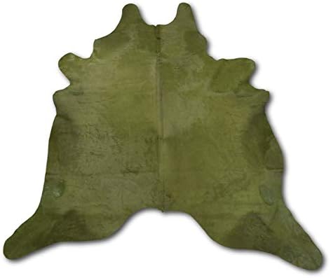Zerimar Natural Cowhide Area Rug Tinted Green | Unique Occasion 10% Size: 106x90 in 4.37 m² | Cow Carpet | Natural Carpet | Area Rugs Living Room