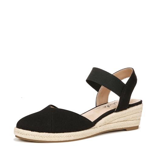 LifeStride Womens Kimmie Wedge Espadrilles Black 8.5 M