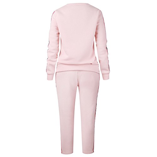 Dreamyth-Winter 2PCS Womens Tracksuit Hoodies Sweatshirt Top Pants Sets Sport Wear Casual Suit (Pink, S)