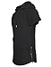 Screenshotbrand Mens Hip Hop Longline Premium Tee - Pullover Hooded Fashion T-Shirt w/Side Zipper Biker Trimmed Pocket - Black - XLarge