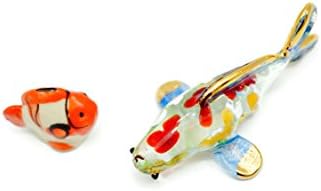 PertisFish Miniature Collectible Crystal Fancy Capp Fish Hand Blown Glass Art Fish Figurine Animals,No.14