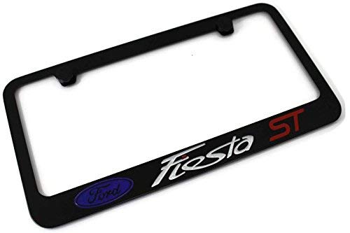 FORD FIESTA ST Logo License Plate Frame Black Powder Coated Metal Hand Painted Engraved (Certified Refurbished)