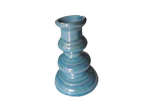 Asian Style collection candlestick ceramic, 7.5 cm., sky blue colour (Pack of 2).