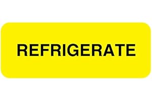 UAL United Ad Label Medication Storage Labels REFRIGERATE, 2" x 3/4", Permanent Paper Label, Fluorescent Yellow, One Roll of 470 Labels
