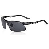 SUNGAIT Driving Sunglasses for Men HD Polarized Lens Fit Fishing Cycling (Black Frame Gray Lens)