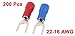 uxcell 22-16 AWG Wire Cable Connector Fork Spade Terminal #8 with 200 Piece, Red/Blue