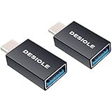 DESIOLE USB C Adapter, Type-c to USB 3.0 OTG Adapter for Macbook Pro, Samsung Galaxy S8 Plus, LG G5 G6 V20, Google Pixel, Huawei P9 and More (Auminum, 2-Pack, black)
