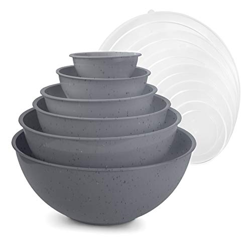 COOK WITH COLOR Mixing Bowls With Lids - 12 Piece Nesting Set In Grey, Microwave & Dishwasher Safe