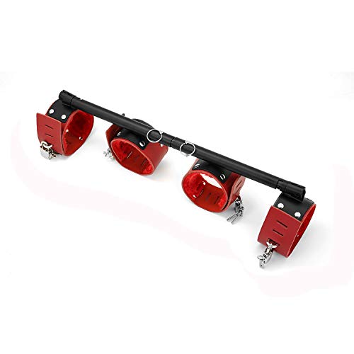 SCARLET KITTEN Exercise Spreader Bar with 4 Adjustable Straps Set, Red and Black