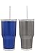 reduce COLD-1 Vacuum Insulated Thermal Tumbler with Two Extra Straws, 30oz - Satin Grey & Blue (2 Pack)