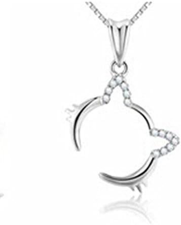 Vvrai Amour Cat Pendant S925 Sterling Silver Cat Shape Bead Pendant Necklace for Women, 18 inches (platinum)