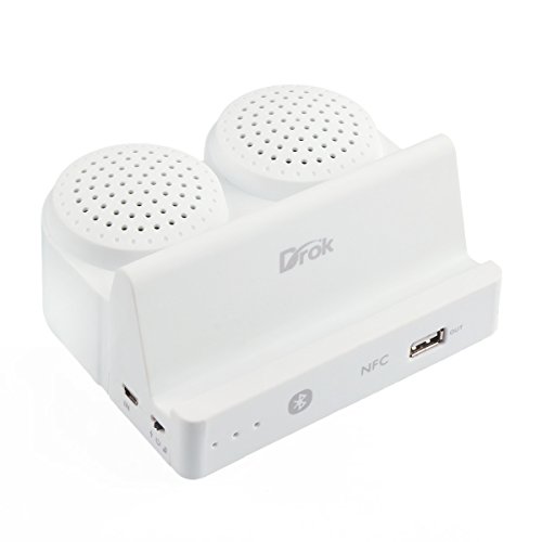 DROKÂ® Bluetooth 4.0 Wireless Stereo Subwoofer Viewing Cradle Speakers with Universal Phone and Tablet Stand Compatible with iPhone iPad Samsung and All Other Smart Devices with Bluetooth