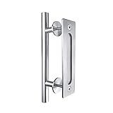 SMARTSTANDARD Heavy Duty 12" Pull and Flush Barn Door Handle Set, Large Rustic Two-Side Design, for Gates Garages Sheds Furniture, Stainless Steel, Round,