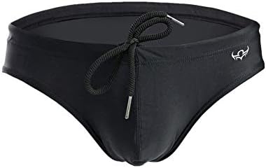Mens Fashion Swimming Briefs Low-Rise Pure Color Bikini Swimwear Trunks with Front Tie