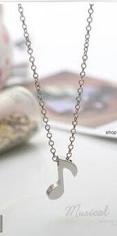 hzew Delicate gold/silver pendant musical note pendant necklace unique design music note symbol necklace (Platinum)