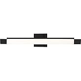 Kuzco Lighting Soho 27" Vanity Light | Black Finish | White Acrylic Diffuser | Modern LED Rectilinear Bathroom Fixture | Damp
