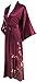 Ledamon Women's 100% Silk Kimono Long Robe - Classic Colors and Prints Enclosed in an Elegant Gift Box (Wine red)