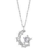 Heart Syndrome 925 Sterling Silver RoundCut Moon Star Necklace white color