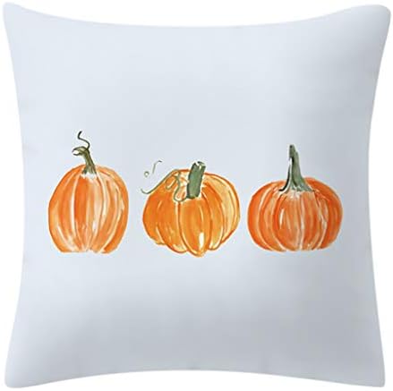 Llwei258 Autumn Decorations Watercolor Pumpkin Printed Waist Throw Pillow Case Peach Velvet Cushion Cover for Halloween Thanksgiving Day