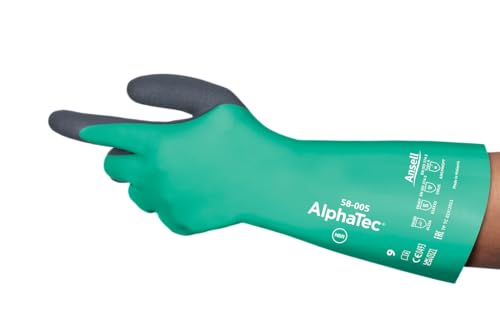 Ansell AlphaTec 58-005 Gants de travail de sécurité, Protection mécanique, Taille 7(S), Vert (6 Paires)