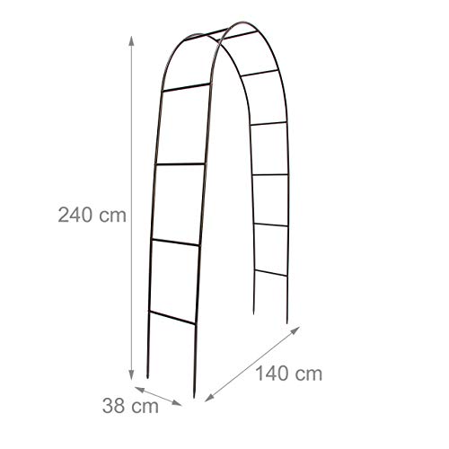 Relaxdays Torbogen Garten pulverbeschichteter Stahl, Rosenbogen für Kletterpflanzen wetterfest und freistehend , Bronze, 240 x 140 x 38 cm, Schwarz – Bild 4