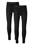 David Archy Men’s 2 Pack Ultra Soft Winter Warm Base Layer Pants Fleece Lined Thermal Bottoms Long Johns with Fly