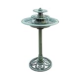 Alpine Corporation 3-Tiered Pedestal Water Fountain and Bird Bath - Resin Vintage Decor for Garden, Patio, Deck, Porch - Green
