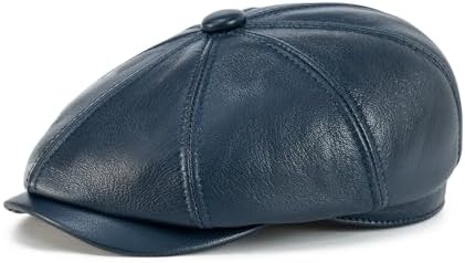 SDdPulse Genuine Sheepskin Leather Rider Style Newsboy Real