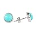ZENGORI 1 Pair 7MM 925 Sterling Silver Round Natural Turquoise Stud Earrings for Women SS186