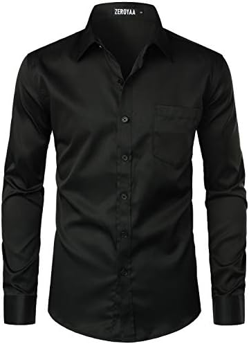 ZEROYAA Men's Urban Stylish Casual Business Slim Fit Long Sleeve