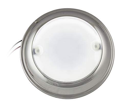 Advanced LED 10-30V 7" White & Red/Blue Waterproof Stainless Steel Dimmable Touch Sensor Dome Light w/Free Screws; Best for Boat, RV, Camper, Trailer, etc; Power Saving, Lead-Mercury-Free