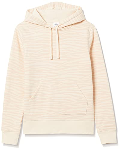 AMAZON ESSENTIALS WOMEN’S REGULAR-FIT FLEECE PULLOVER HOODIE (AVAILABLE IN PLUS SIZE), ECRU ZEBRA STRIPE PRINT, X-SMALL