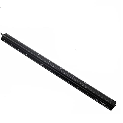 POWERTOOL Aluminium Triangular, Triangular Scale Ruler 1:20, 1:25, 1:50, 1:75, 1:100, 1:125 Standard 12 Inch for Architects, Students, Draftsman and Engineers(Black - Aluminum)
