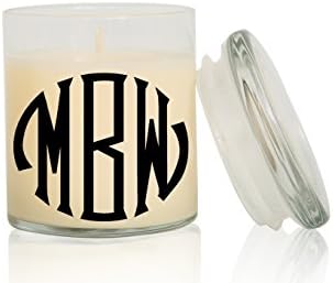 MONOGRAM CANDLE | Font: Seal Circle | Large Creme Brulee/Vanilla Scented Candle | Hand Poured, Handcrafted, Highly Fragrant | Personalized Gifts