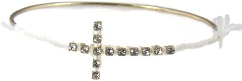 4030902 Cross Bangel Bracelet with Thread Woven Christian Fashion