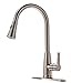 Modern Commercial Lead-Free Stainless Steel Single Lever Handle High Arc Pull Down Sprayer Kitchen Sink Faucet,Brushed Nickel Pull Out Kitchen Faucets With Deck Plate