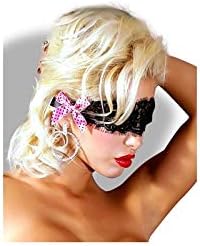Provocative PR0015 One Size Black/Pink Sexy Lace Mask, Multi-colored