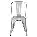 Poly and Bark Metal Modern Dining Chair, Industrial Mid Century Kitchen Cafe Restaurant Side Chair, Stackable, Grey (Set of 4)
