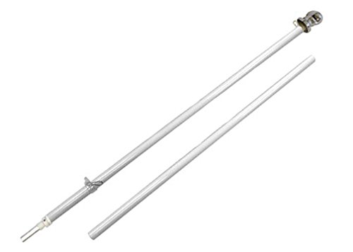 Outdoor Wall Hanging Spinning Flag Pole - Black Label Edition - 6ft White Pole w/Silver Ball Topper