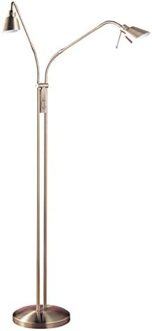 Kendal Lighting FL4048-2-AB 42-Inch Portable Task/Reading 2-Light Floor Lamp, Antique Brass