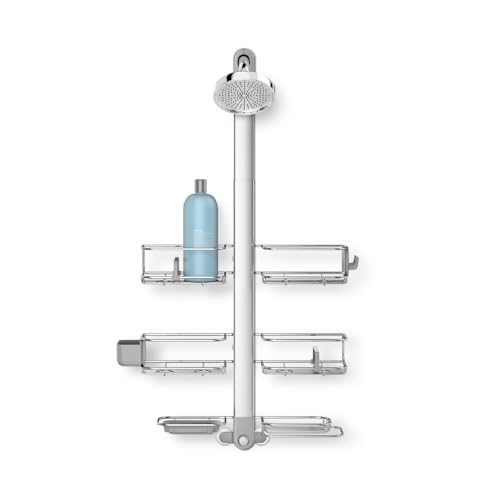 simplehuman X-Large Adjustable Hanging Shower Caddy, Handheld Showerhead Compatible, Family-Size Bathroom Organizer