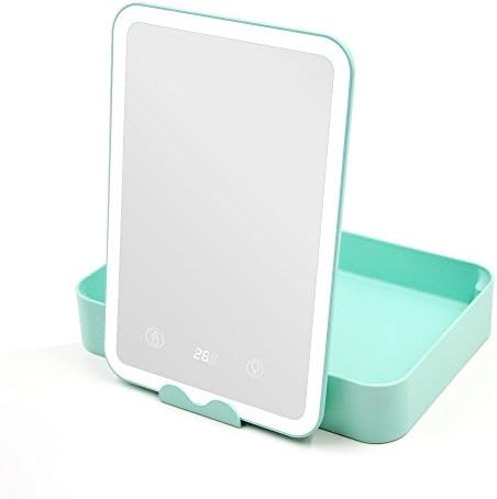 UPHAN LED Lighted Vanity Makeup Mirror, Natural Soft Led Light Illuminated for Beauty Cosmetic Shaving , Touch Screen 180° Adjustable, Portable Compact Travel Vanity Mirror with Organizer